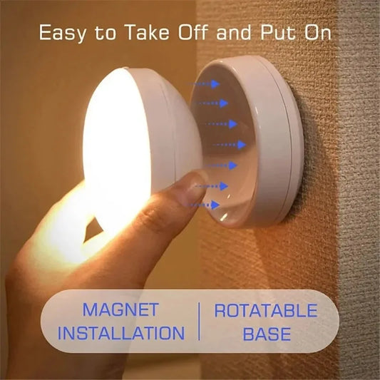 LED 人感センサーライト USB充電式 ナイトライト 自動点灯 自動消灯 マグネット式 室内照明 ベッドサイド クローゼット 玄関 廊下 階段 キッチン 足元灯 ワードローブ 間接照明