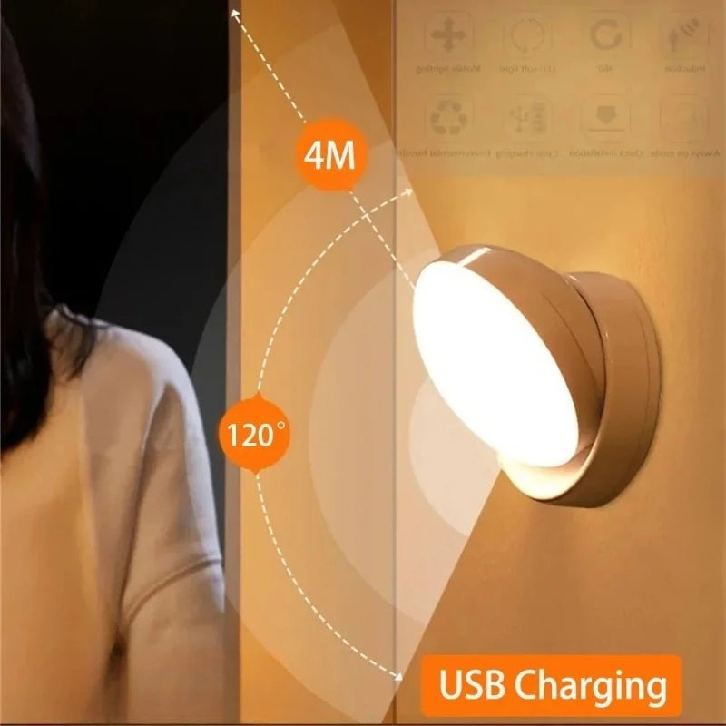LED 人感センサーライト USB充電式 ナイトライト 自動点灯 自動消灯 マグネット式 室内照明 ベッドサイド クローゼット 玄関 廊下 階段 キッチン 足元灯 ワードローブ 間接照明