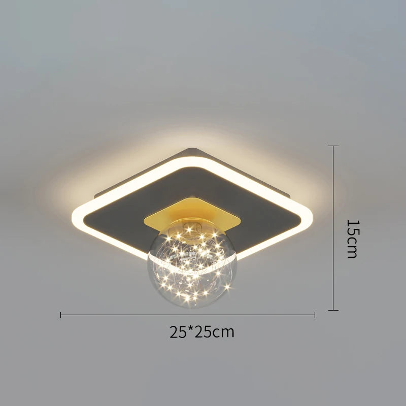 北欧 LED シーリングライト ガラス 18W 3色切替 モダン 天井照明 リビング ダイニング 寝室 玄関 廊下 キッチン おしゃれ アイアン照明 90-260V