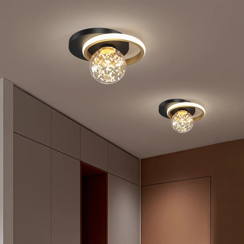 北欧 LED シーリングライト ガラス 18W 3色切替 モダン 天井照明 リビング ダイニング 寝室 玄関 廊下 キッチン おしゃれ アイアン照明 90-260V