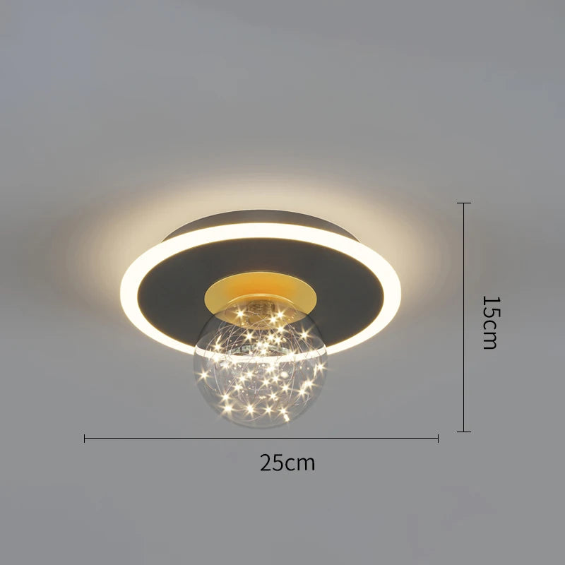 北欧 LED シーリングライト ガラス 18W 3色切替 モダン 天井照明 リビング ダイニング 寝室 玄関 廊下 キッチン おしゃれ アイアン照明 90-260V