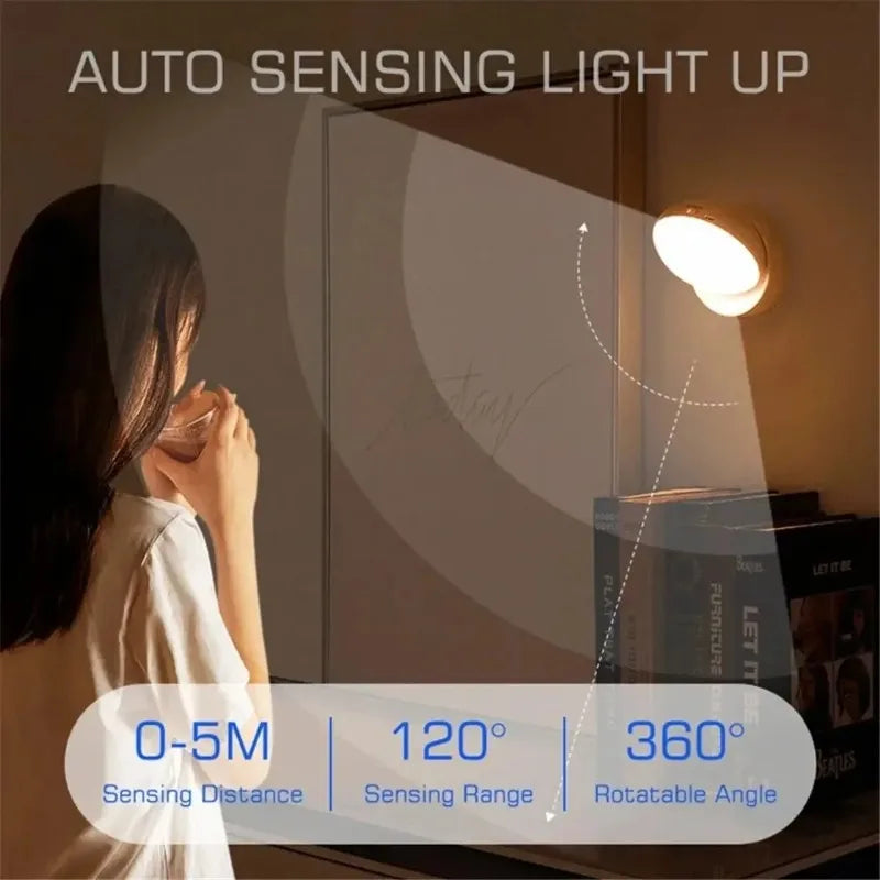 LED 人感センサーライト USB充電式 ナイトライト 自動点灯 自動消灯 マグネット式 室内照明 ベッドサイド クローゼット 玄関 廊下 階段 キッチン 足元灯 ワードローブ 間接照明